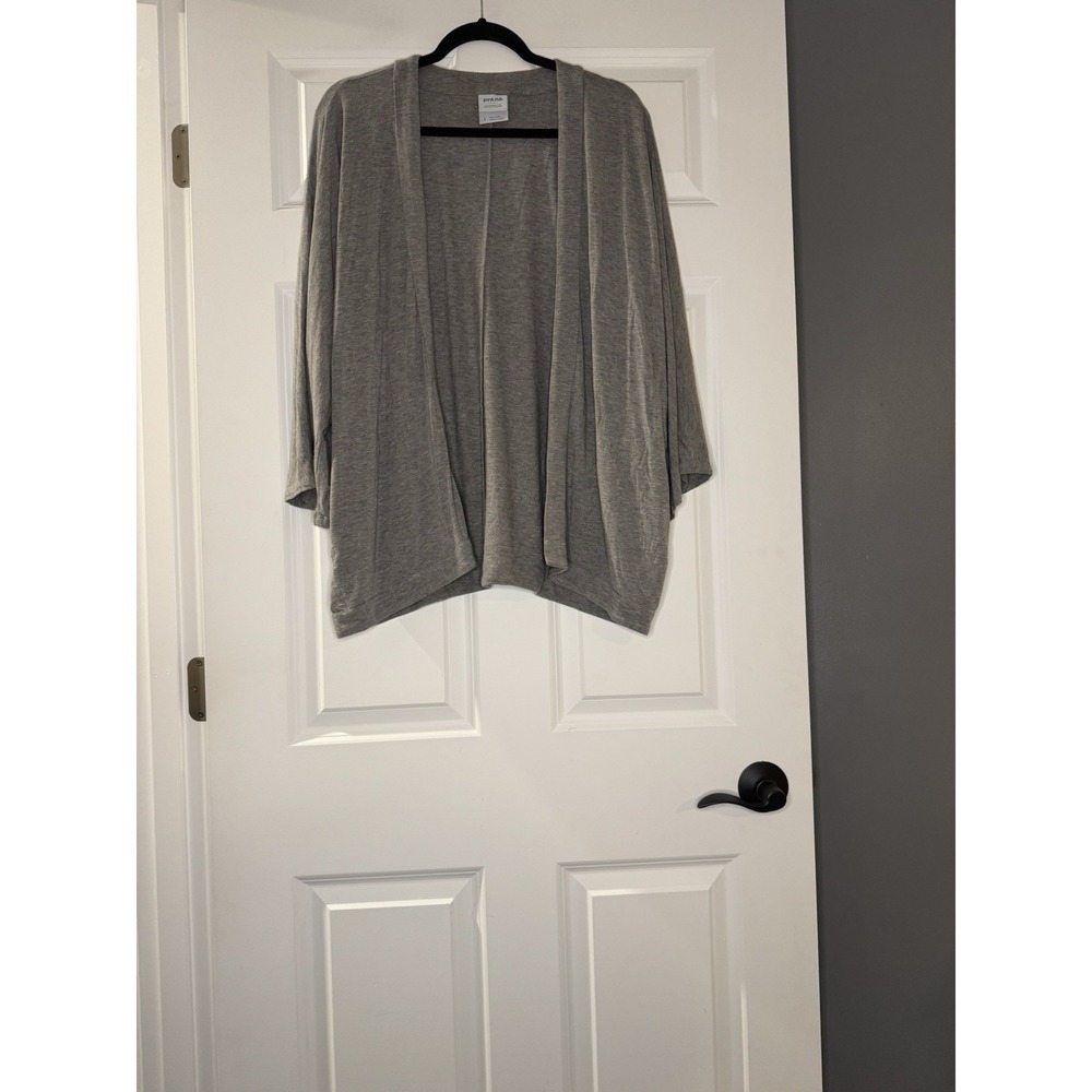 Prana Seabrook Open Front Wrap Cardigan Large Gray